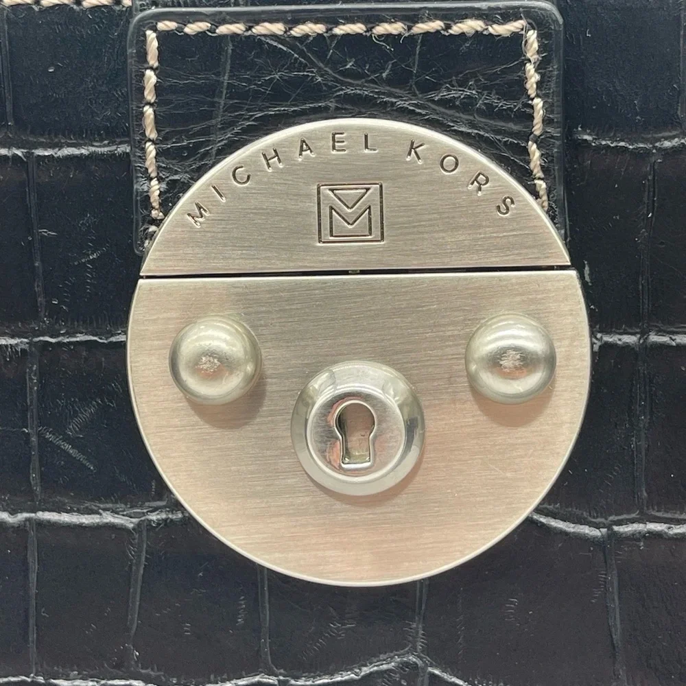 Michael Kors Vintage Croc Embossed Women's Large Handbag B-0806 Metal Studs‎